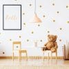Auf dem Bild ist das Produkt: Wandtattoo Deko Kinderzimmer Aufkleber Set Stickerset Deko  goldene Punkte (50teilig) zum Preis von €10.9 abgebildet.