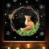 Auf dem Bild ist das Produkt: Wiederverwendbar Fensterbild Weihnachten Kranz aus Zweigen Tannengrün Fuchs Sterne Holzoptik Weihnachtsgrün Fensteraufkleber Fensterdeko zum Preis von €13.90 abgebildet.