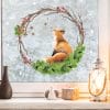 Auf dem Bild ist das Produkt: Wiederverwendbar Fensterbild Weihnachten Kranz aus Zweigen Tannengrün Fuchs Sterne Holzoptik Weihnachtsgrün Fensteraufkleber Fensterdeko zum Preis von €13.90 abgebildet.