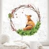 Auf dem Bild ist das Produkt: Wiederverwendbar Fensterbild Weihnachten Kranz aus Zweigen Tannengrün Fuchs Sterne Holzoptik Weihnachtsgrün Fensteraufkleber Fensterdeko zum Preis von €13.90 abgebildet.