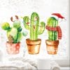 Auf dem Bild ist das Produkt: Wiederverwendbares Fensterbild Weihnachten Kaktus Kakteen Aquarell Schneeflocken Fensterdeko Kinderzimmer Kind Fensterfolie Geschenk zum Preis von €13.90 abgebildet.