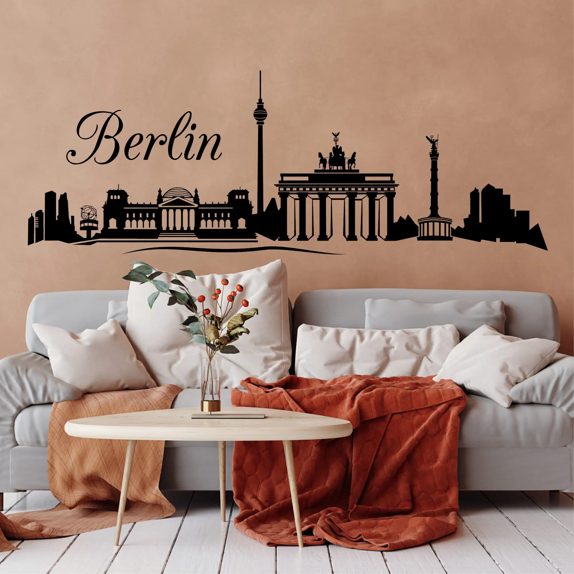 Auf dem Bild ist das Produkt: Wandtattoo Skyline Berlin Wandaufkleber, Heimat zum Preis von €22.90 abgebildet.