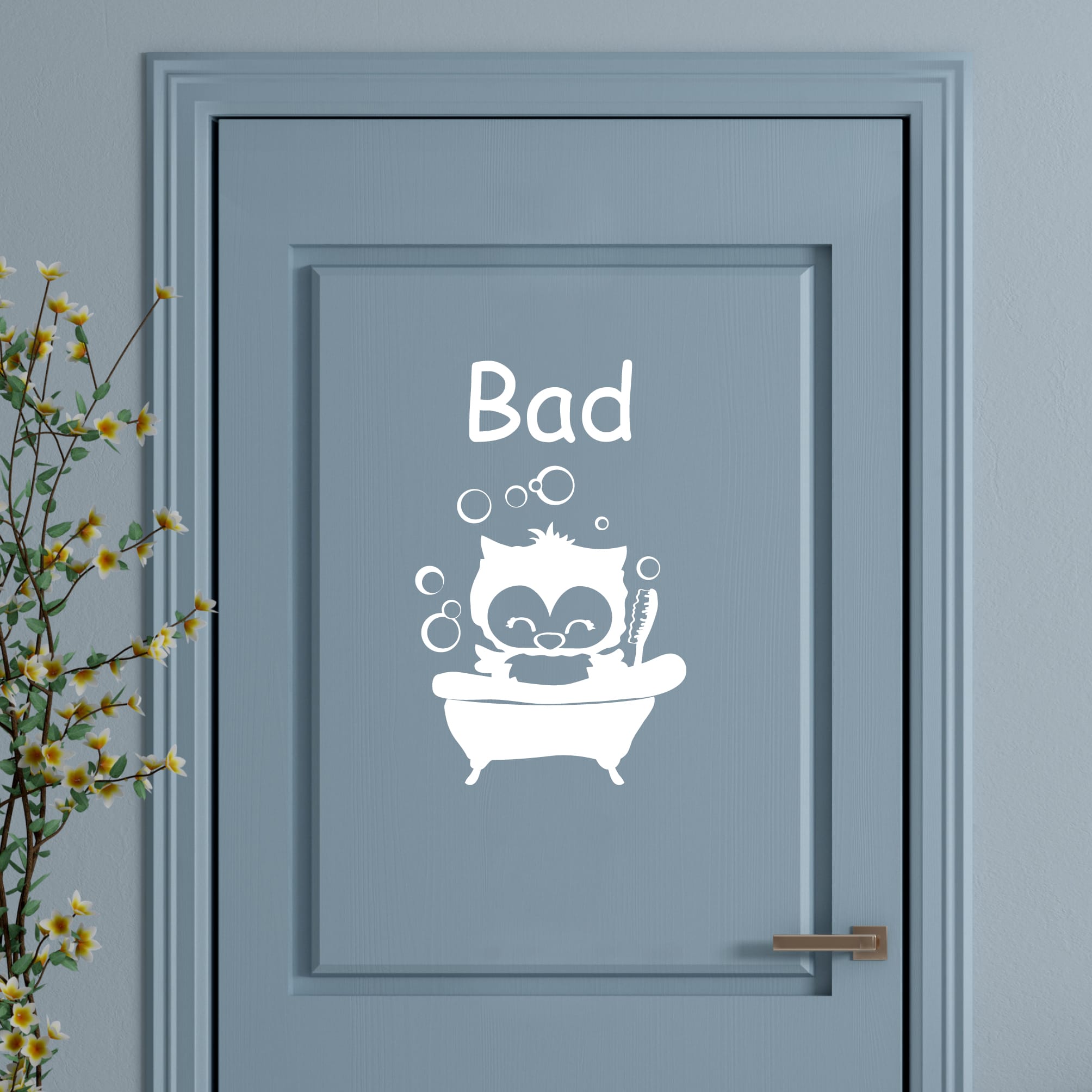 Auf dem Bild ist das Produkt: Wandtattoo WC Bad Türaufkleber Eulen Badezimmer Türschild selbstklebend rückstandslos entfernbare Dekoration zum Preis von €13.90 abgebildet.