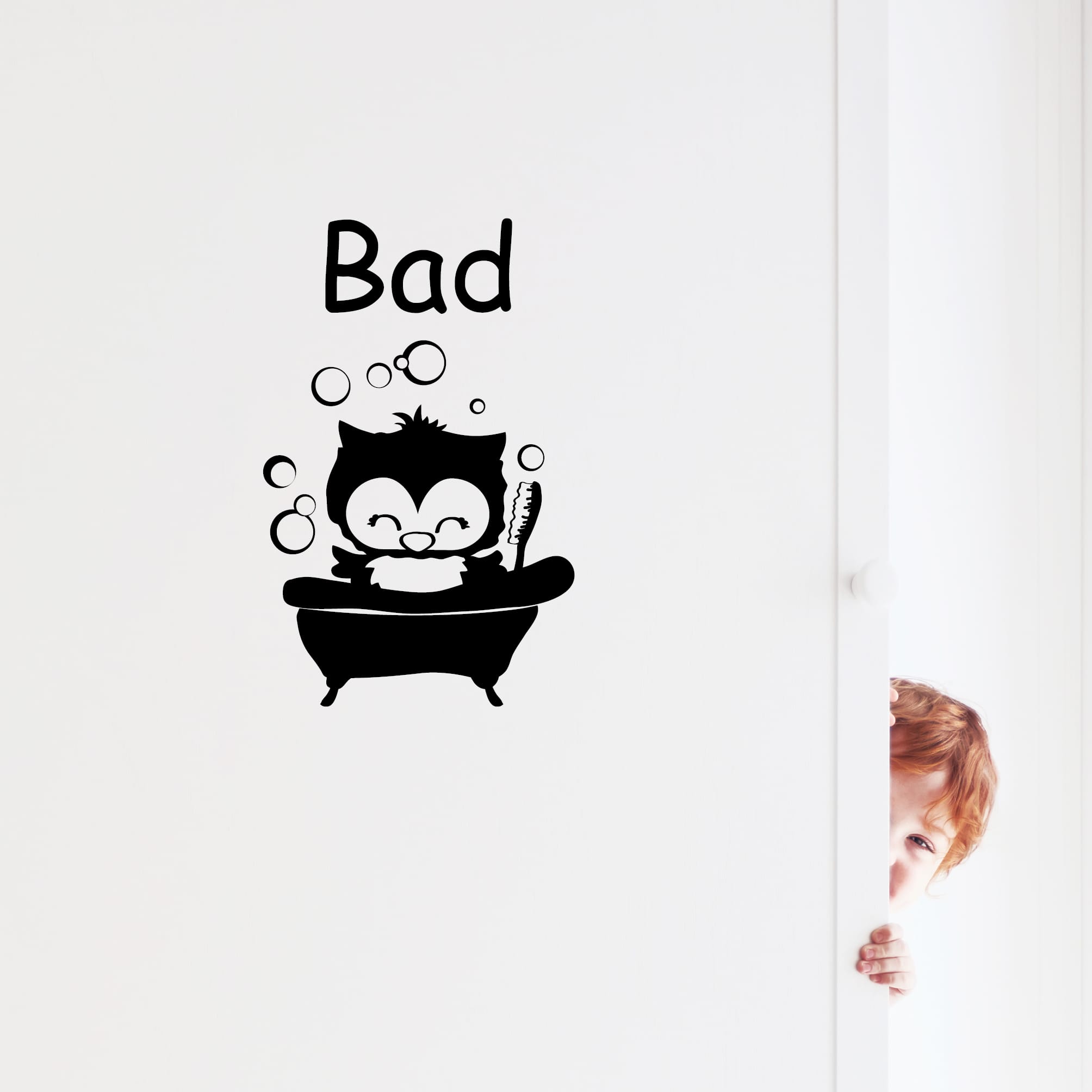 Auf dem Bild ist das Produkt: Wandtattoo WC Bad Türaufkleber Eulen Badezimmer Türschild selbstklebend rückstandslos entfernbare Dekoration zum Preis von €13.90 abgebildet.
