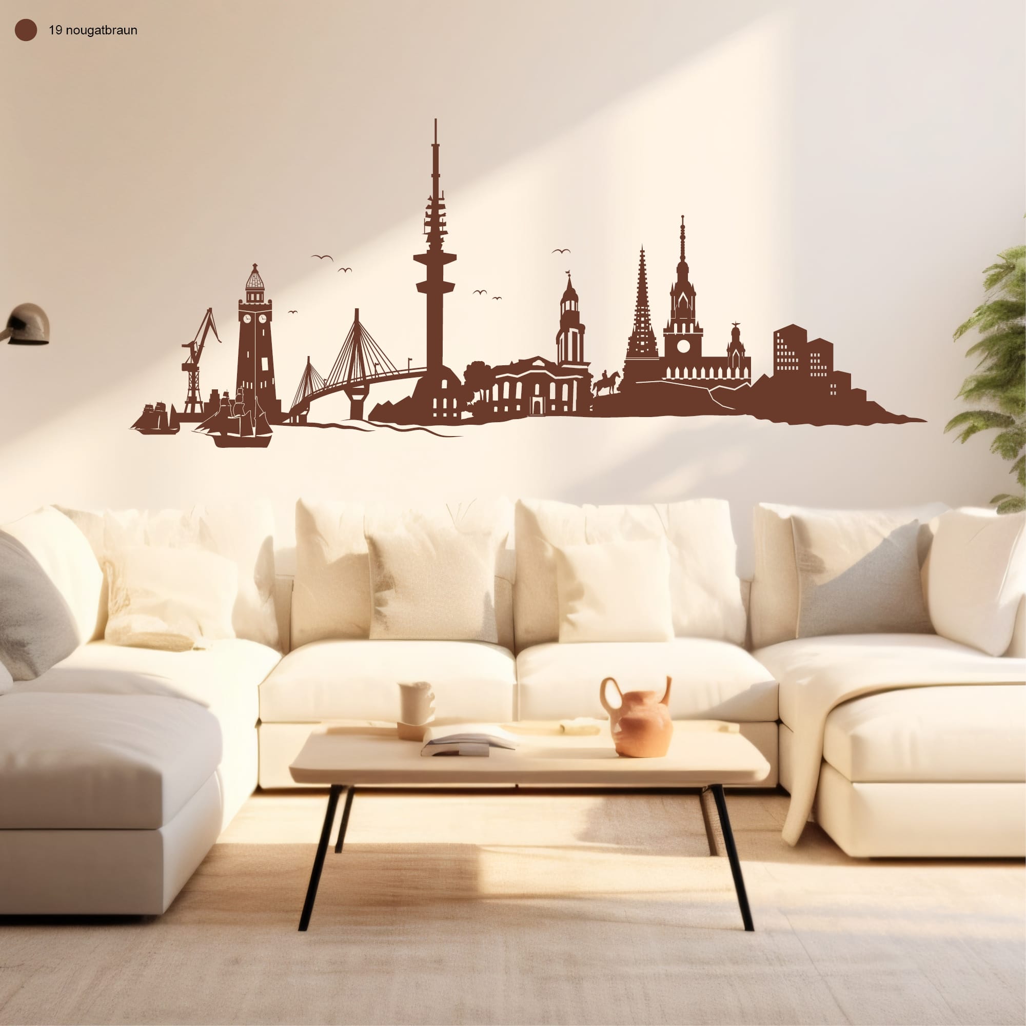 Auf dem Bild ist das Produkt: Wandtattoo Wandaufkleber Hamburg Skyline Dekoration zum Preis von €16.90 abgebildet.