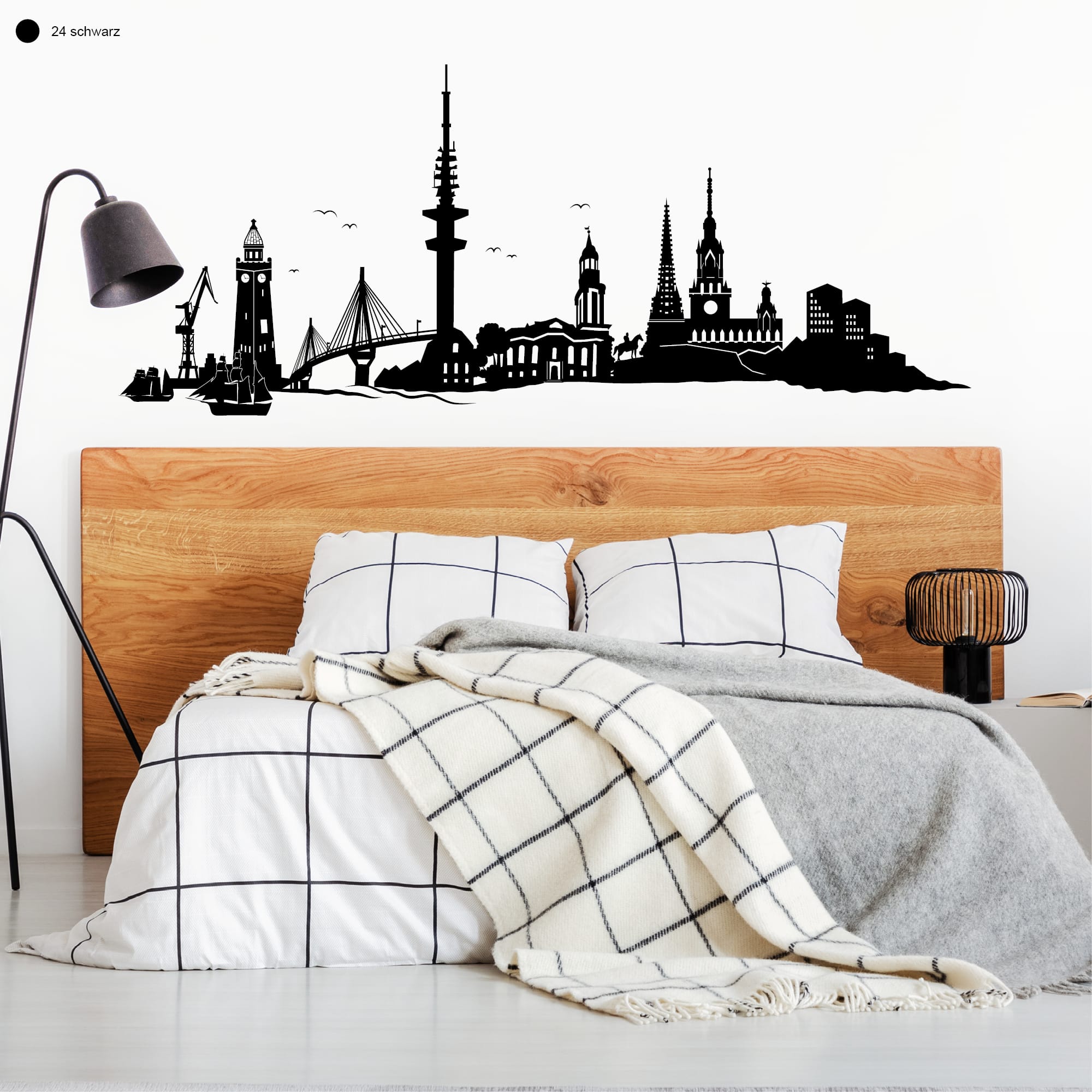 Auf dem Bild ist das Produkt: Wandtattoo Wandaufkleber Hamburg Skyline Dekoration zum Preis von €16.90 abgebildet.
