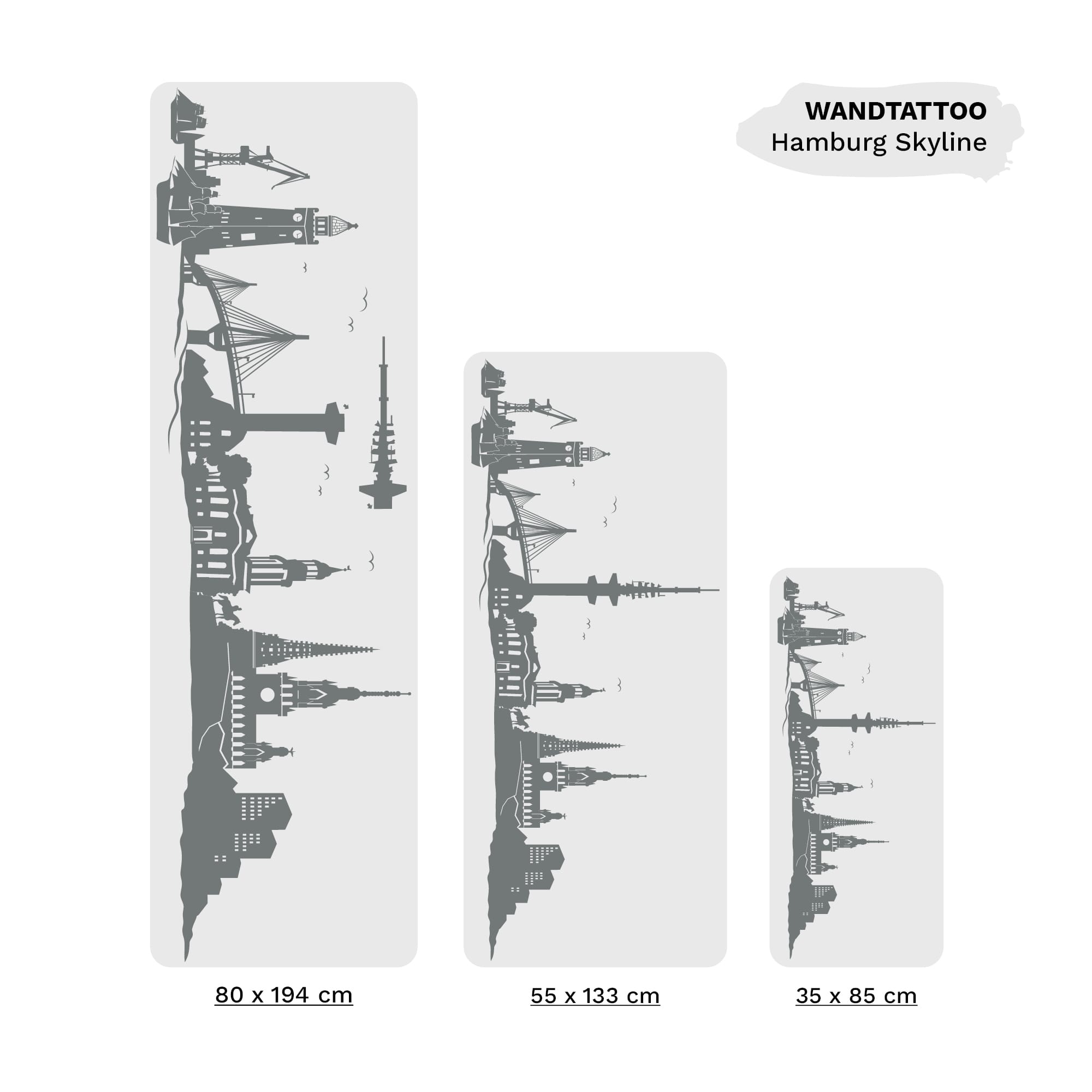 Auf dem Bild ist das Produkt: Wandtattoo Wandaufkleber Hamburg Skyline Dekoration zum Preis von €16.90 abgebildet.