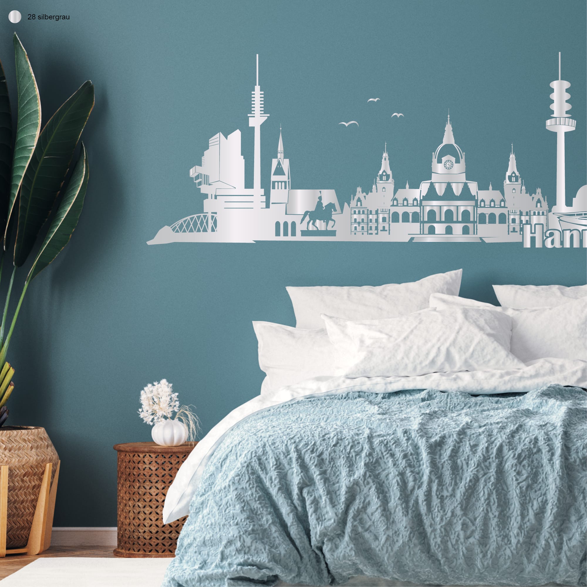 Auf dem Bild ist das Produkt: Wandtattoo Wandbild Hannover Skyline Niedersachsen, Heimat zum Preis von €27.9 abgebildet.