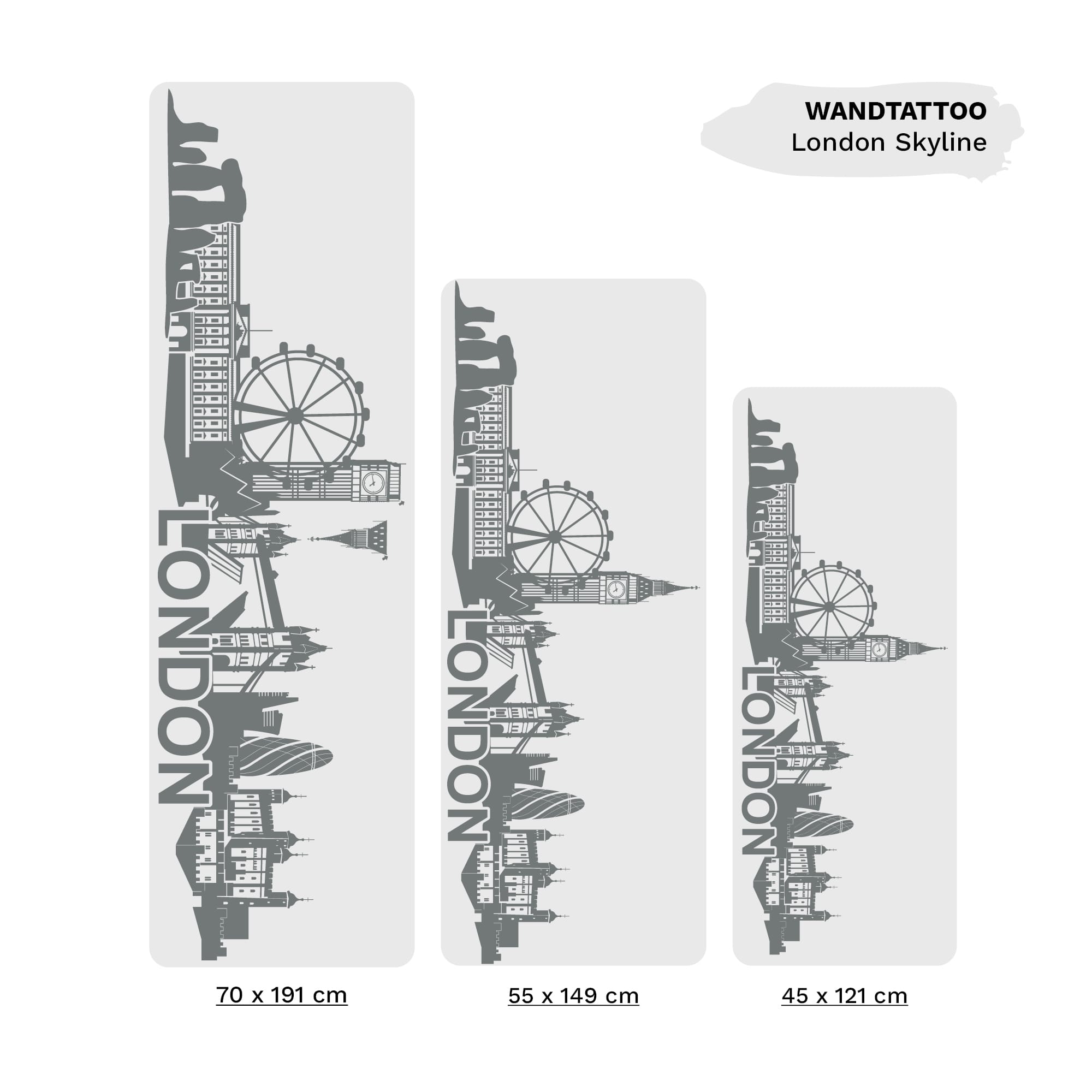Auf dem Bild ist das Produkt: Wandtattoo Wandbild Skyline London England Wandaufkleber zum Preis von €29.9 abgebildet.