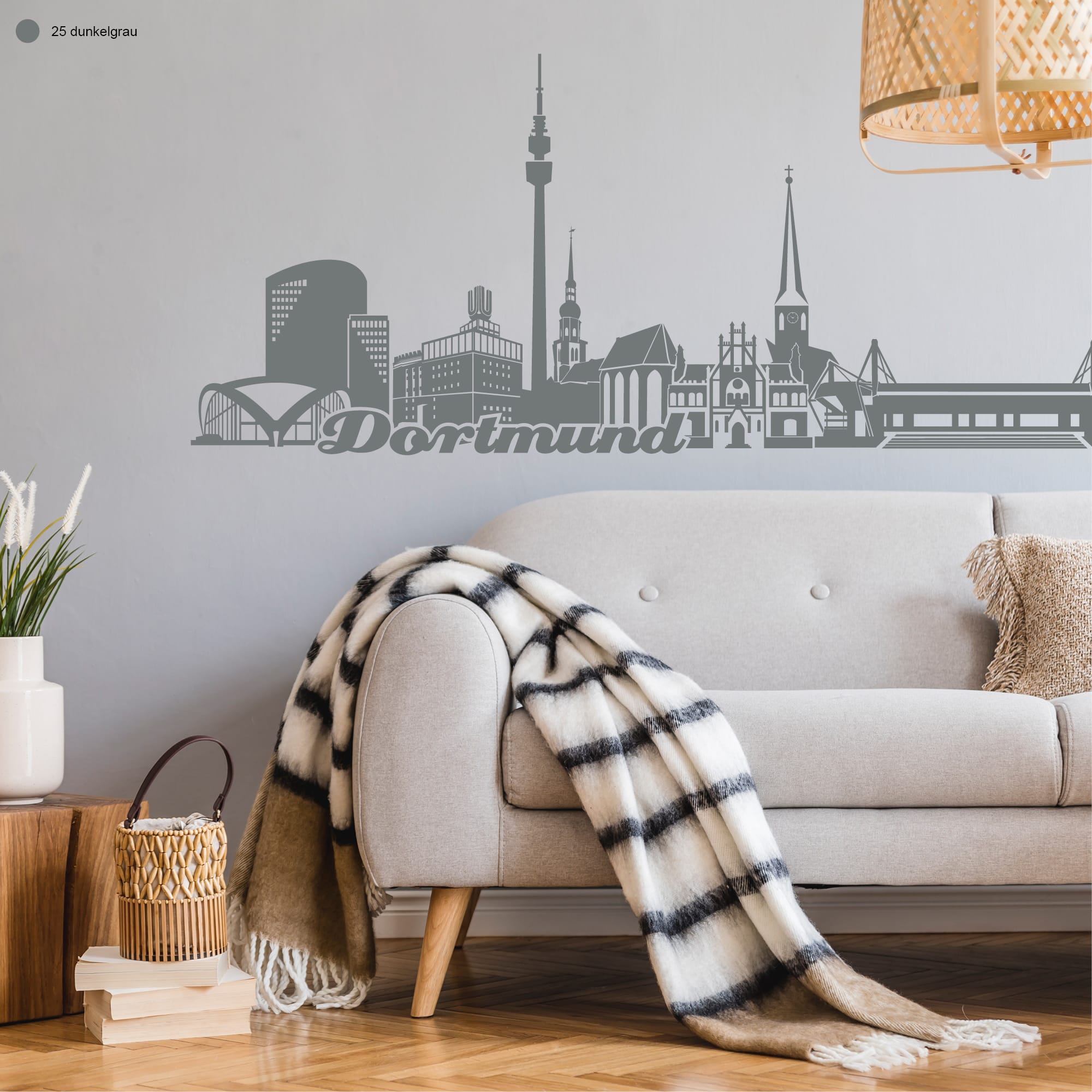 Auf dem Bild ist das Produkt: Wandtattoo Wandbild Dortmund Skyline Heimat Heimatliebe zum Preis von €29.9 abgebildet.