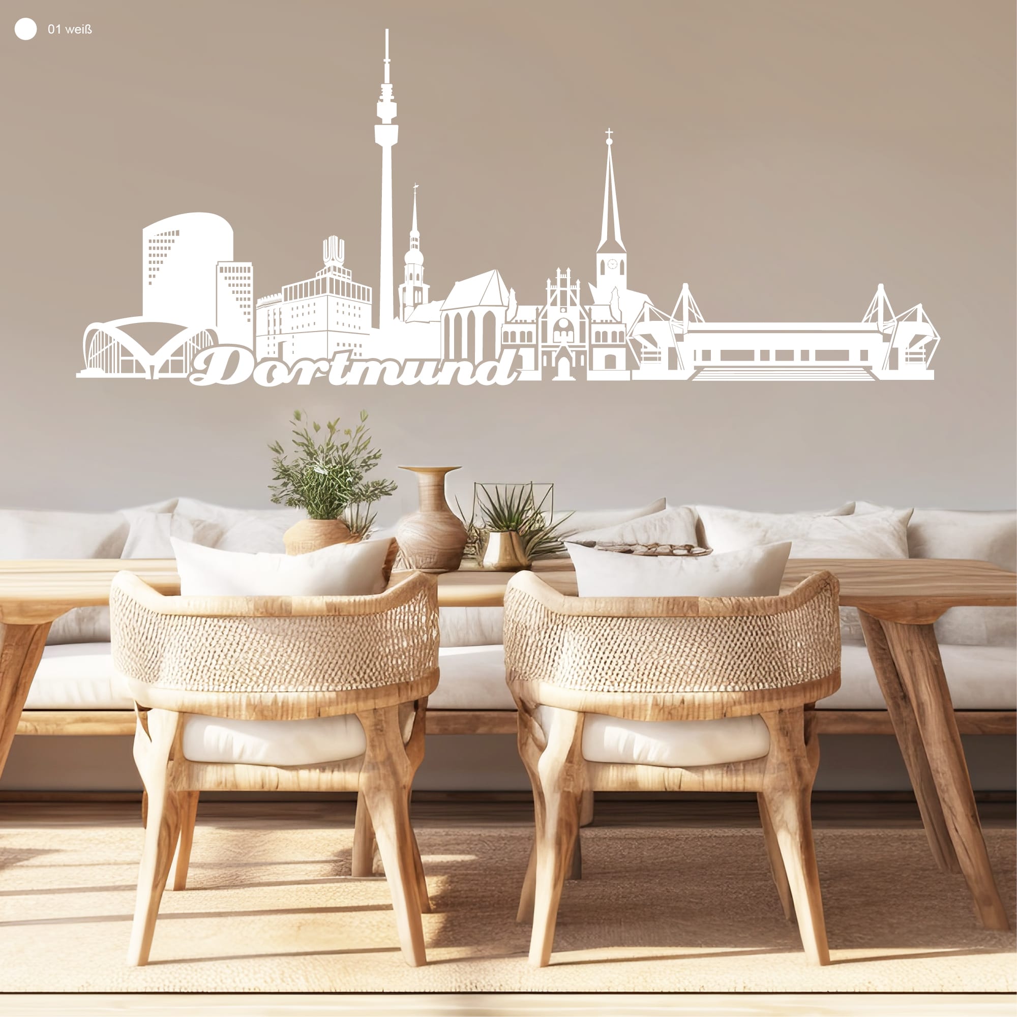 Auf dem Bild ist das Produkt: Wandtattoo Wandbild Dortmund Skyline Heimat Heimatliebe zum Preis von €29.9 abgebildet.