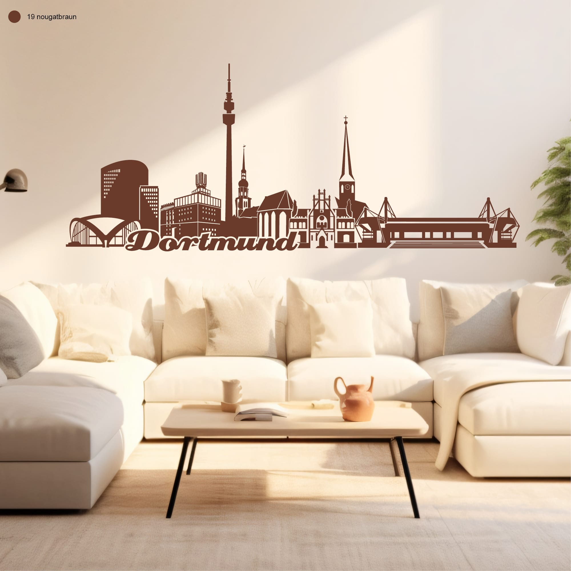 Auf dem Bild ist das Produkt: Wandtattoo Wandbild Dortmund Skyline Heimat Heimatliebe zum Preis von €29.9 abgebildet.