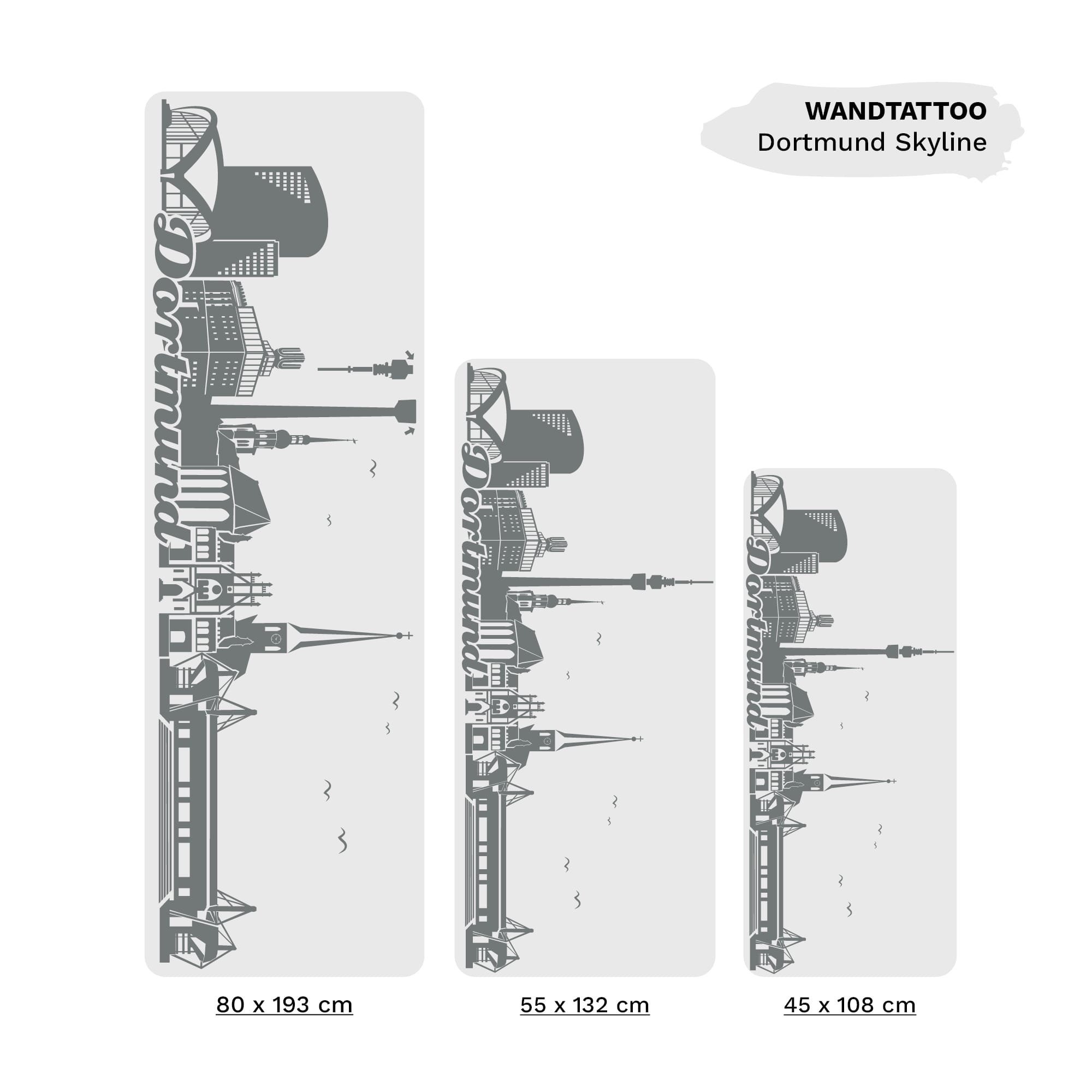 Auf dem Bild ist das Produkt: Wandtattoo Wandbild Dortmund Skyline Heimat Heimatliebe zum Preis von €29.9 abgebildet.