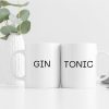 Auf dem Bild ist das Produkt: 2 bedruckte Tassen Gin und Tonic, Partnertassen, Paartassen, Kaffeetasse schwarz weiß, Geschenk Geburtstag zum Preis von €33.8 abgebildet.