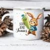 Auf dem Bild ist das Produkt: Kindertasse Emaille Becher Hase Schulkind Einschulung Geschenk Einschulungsgeschenk 300 ml Schule zum Preis von €18.9 abgebildet.