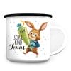 Auf dem Bild ist das Produkt: Kindertasse Emaille Becher Hase Schulkind Einschulung Geschenk Einschulungsgeschenk 300 ml Schule zum Preis von €18.9 abgebildet.