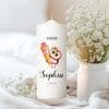 Auf dem Bild ist das Produkt: Geschenk zur Einschulung Kerze mit Eule und Schultüte personalisiert mit Namen und Datum anpassbares Einschulungsgeschenk Mädchen zum Preis von €5.9 abgebildet.