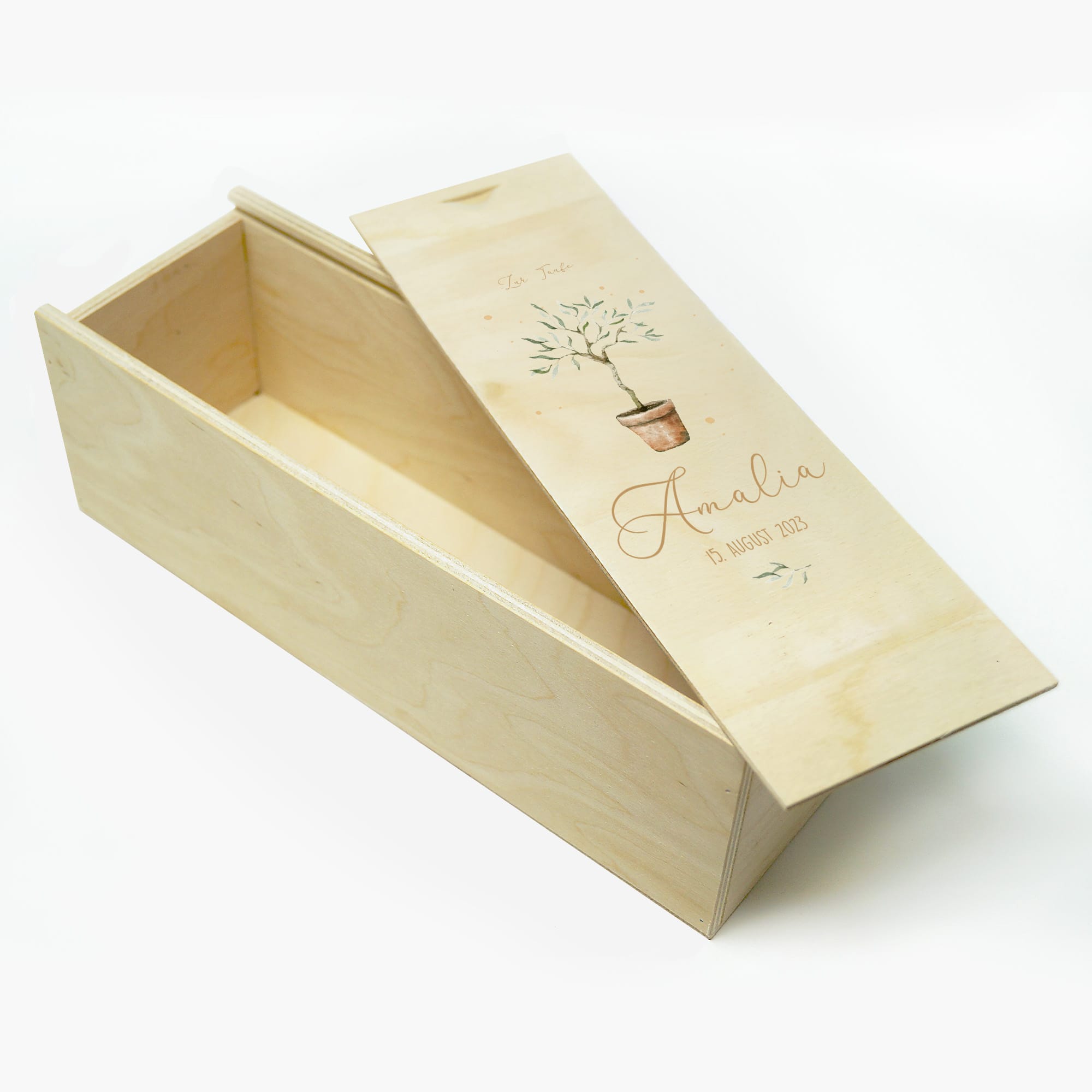 Auf dem Bild ist das Produkt: Taufkerze oder Kerze zur Geburt Junge Mädchen junger Oliven Baum Bäumchen pastell mit Namen, Datum und Spruch zum Preis von €5.90 abgebildet.