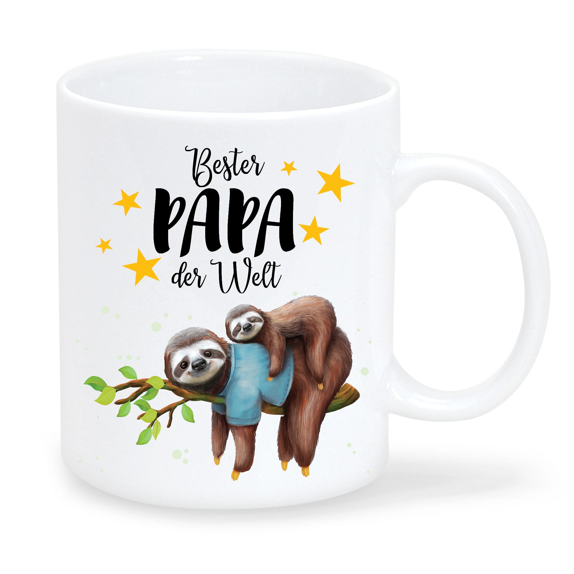 Auf dem Bild ist das Produkt: Tasse bedruckt Faultier Bester Papa der Welt Geschenk Vatertag Geburtstag Vatertagsgeschenk zum Preis von €15.90 abgebildet.