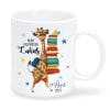 Auf dem Bild ist das Produkt: Personalisierte Tasse aus Keramik bedruckt Giraffe mit Wunschnamen und Datum Einschulung 330 ml Geschenk zum Schulanfang zum Preis von €16.9 abgebildet.