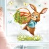 Auf dem Bild ist das Produkt: Fensterbild Kinderzimmer Frühling Ostern Hase Karotten Korb Schmetterlingen Fensterdeko Kind Osterdekoration Frühlingsdeko zum Preis von €13.90 abgebildet.