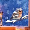 Auf dem Bild ist das Produkt: Fensterbild Weihnachten Winter Kinder Vögel mit Schnee Fensterdeko winterlich zum Preis von €13.90 abgebildet.