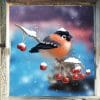 Auf dem Bild ist das Produkt: Fensterbild Weihnachten Winter Kinder Vögel mit Schnee Fensterdeko winterlich zum Preis von €13.90 abgebildet.
