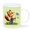 Auf dem Bild ist das Produkt: Kindertasse Kunststoff Fuchs mit Pusteblume personalisiert Wunschname Geburtstagsgeschenk 320 ml zum Preis von €17.90 abgebildet.