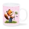 Auf dem Bild ist das Produkt: Kindertasse Kunststoff Fuchs mit Pusteblume personalisiert Wunschname Geburtstagsgeschenk 320 ml zum Preis von €17.90 abgebildet.