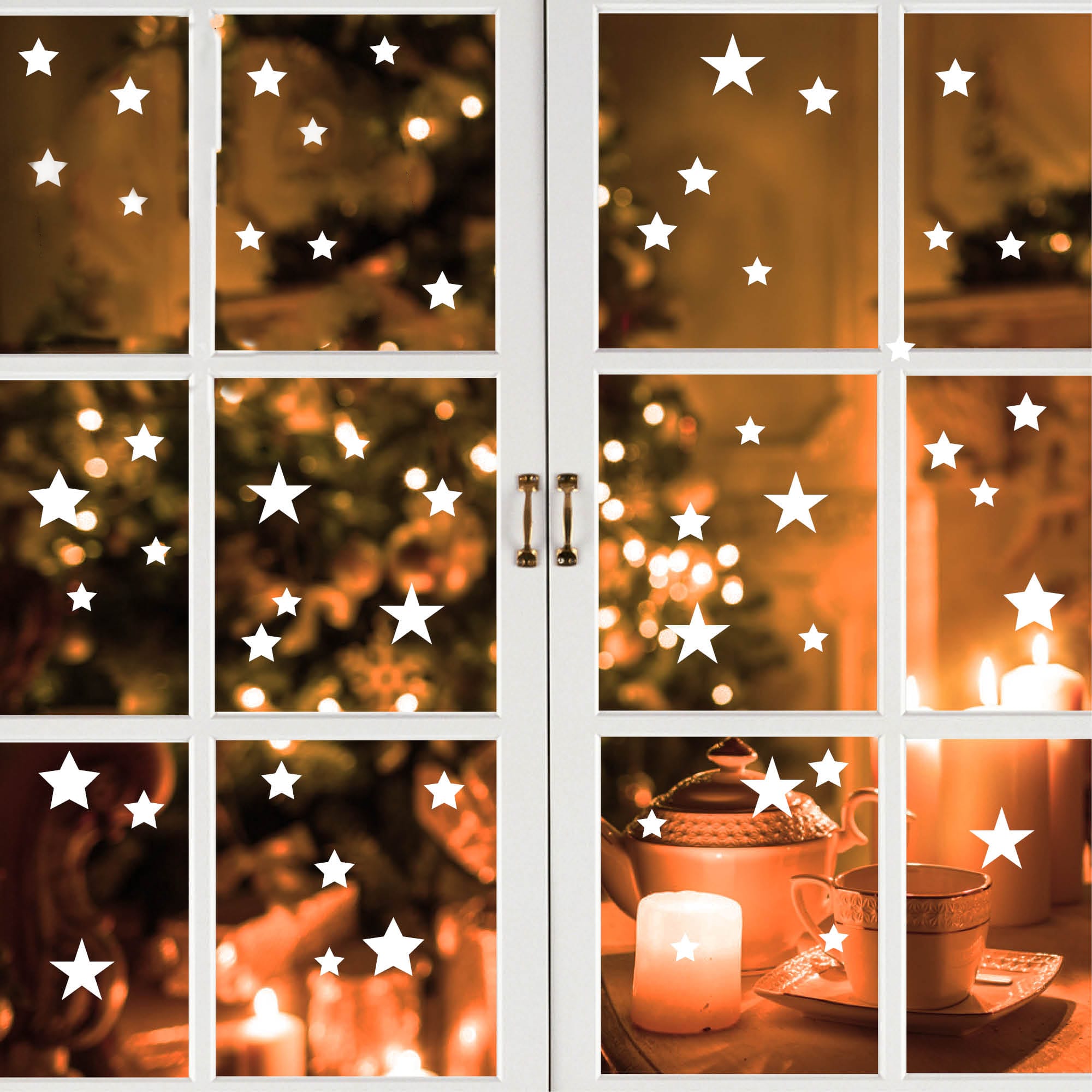 Fensterbild Weihnachten wiederverwendbare Fensteraufkleber Winterdeko Kombi Set Adventsdeko Weihnachtsdeko