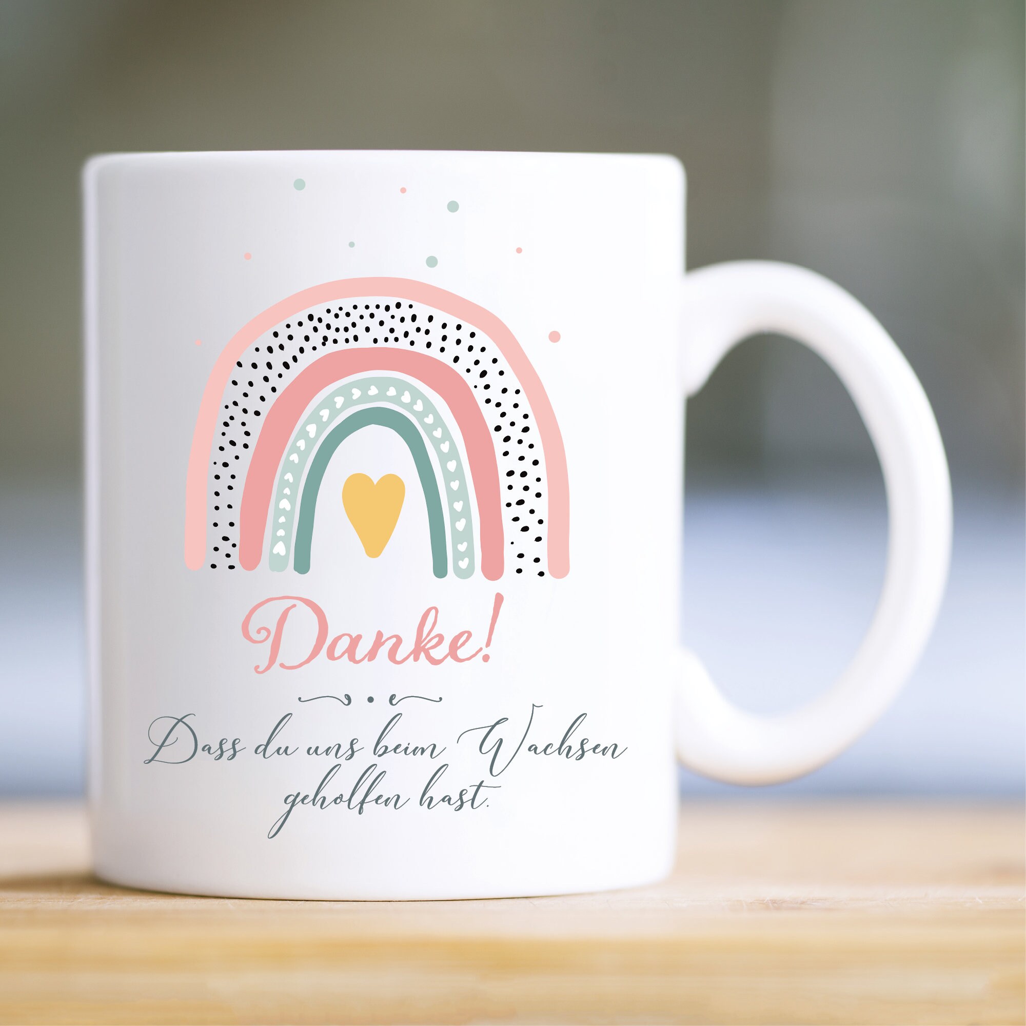 Bedruckte Keramiktasse für Erzieherin Danke dass du uns beim Wachsen geholfen hast, Geschenk für Kindergärtnerin