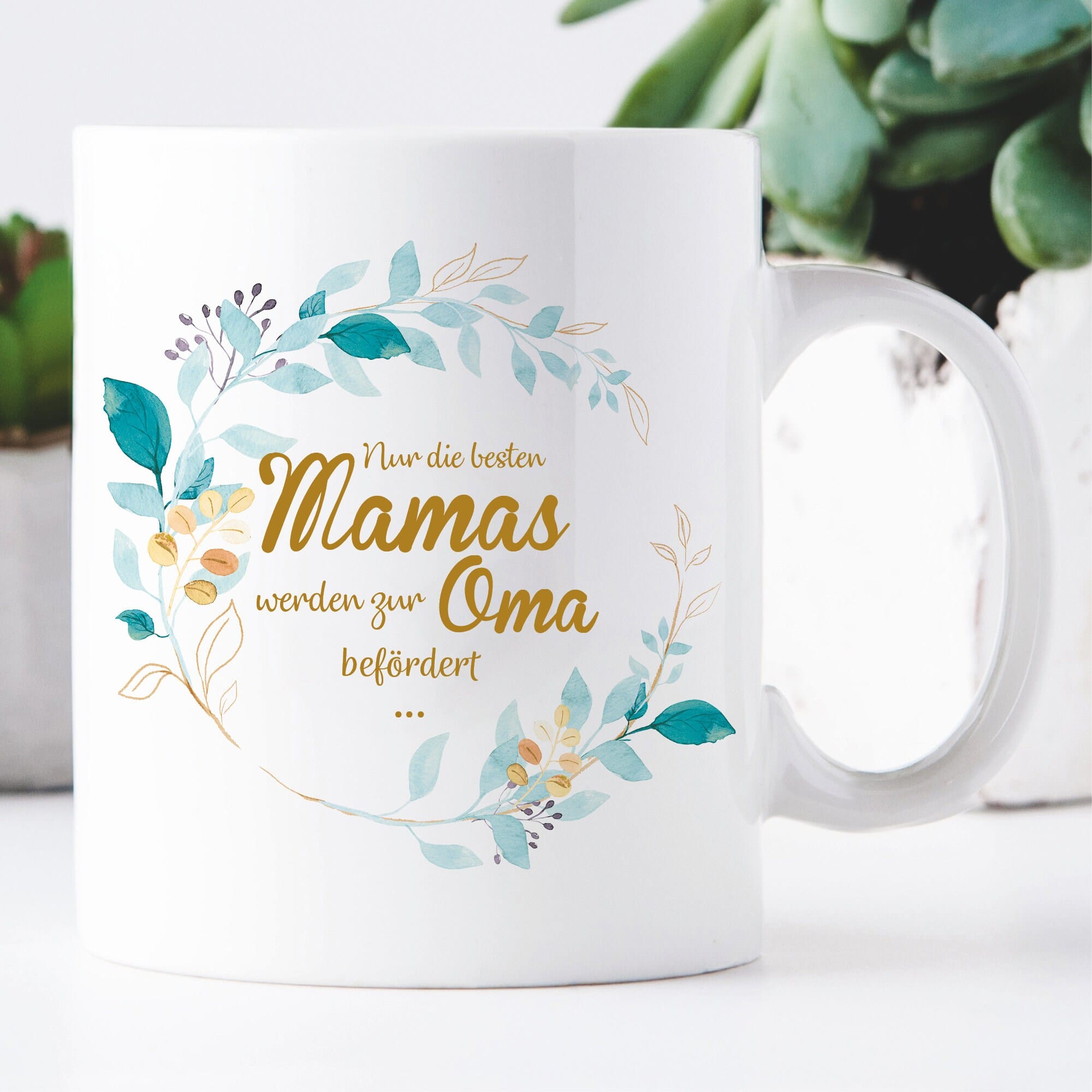 Bedruckte Tasse Nur die besten Mamas werden zur Oma befördert Geschenk Mama Muttertag