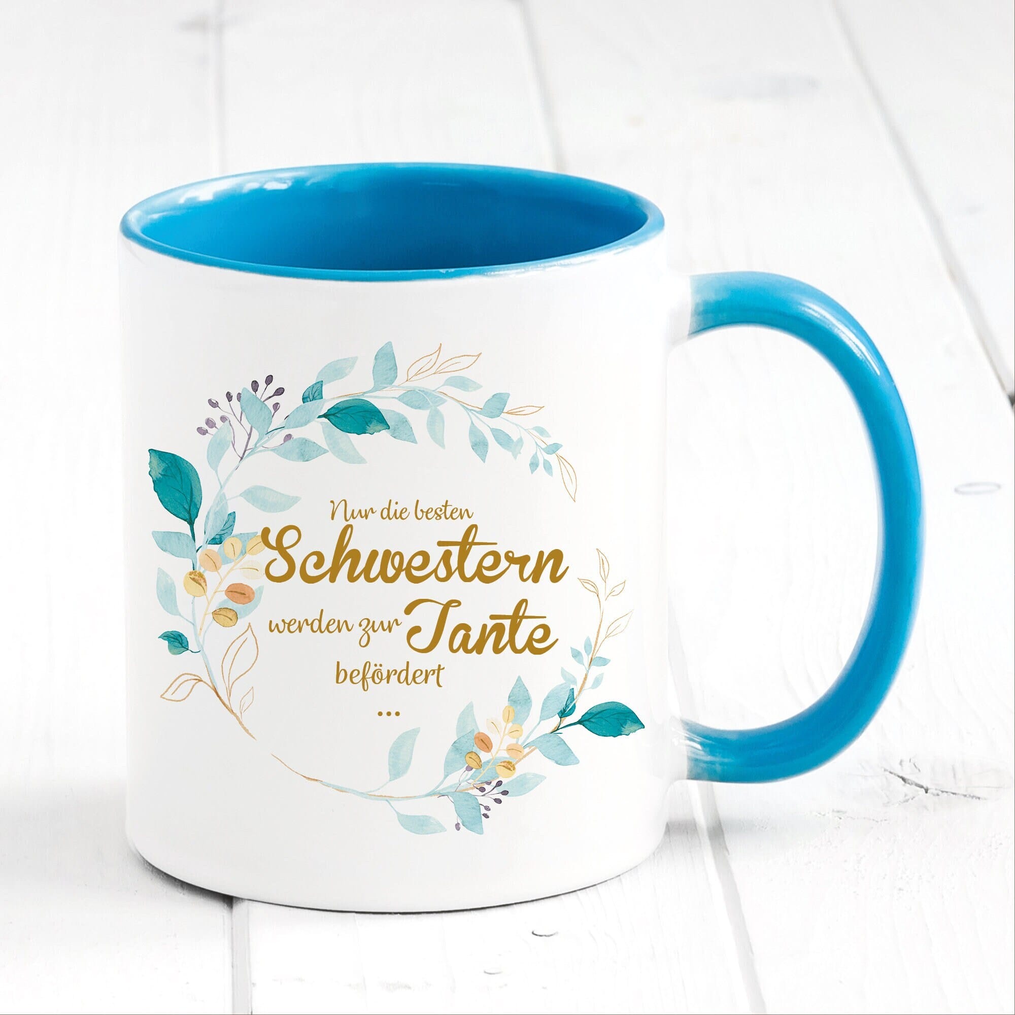 Bedruckte Tasse “Nur die besten Schwestern werden zur Tante befördert..” Geschenk Schwester Tante Geburt