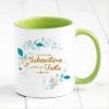Auf dem Bild ist das Produkt: Bedruckte Tasse “Nur die besten Schwestern werden zur Tante befördert..” Geschenk Schwester Tante Geburt zum Preis von €17.90 abgebildet.