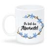 Auf dem Bild ist das Produkt: Bedruckte Tasse Nur die besten Väter werden zum Opa befördert…du bist der Allerbeste Geschenk Papa Vatertag zum Preis von €15.90 abgebildet.