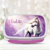 Auf dem Bild ist das Produkt: Brotdose Fantasy Einhorn Mädchen personalisiert mit Wunschnamen Schule Geschenk Geburtstag oder Einschulung zum Preis von €19.90 abgebildet.
