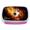 Auf dem Bild ist das Produkt: Brotdose Fußball Feuer personalisiert mit Wunschnamen Schule Geschenk Einschulung, Geschenk Geburtstag, Einschulungsgeschenk zum Preis von €19.9 abgebildet.