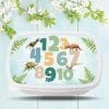 Auf dem Bild ist das Produkt: Brotdose mit Zahlen und Dinosauriern personalisiert mit Wunschnamen Schule Einschulungsgeschenk zum Preis von €16.90 abgebildet.