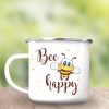 Auf dem Bild ist das Produkt: Campingbecher Bee Happy Biene Punkte Emaille, Geschenk Geburtstag zum Preis von €18.90 abgebildet.