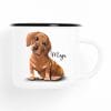 Auf dem Bild ist das Produkt: Campingbecher Emaille Hund Dackel mit Wunschname Emaille Tasse, personalisiertes Geschenk zum Preis von €18.9 abgebildet.