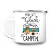 Auf dem Bild ist das Produkt: Campingbecher Emaille Mein Weg zum Glück ist campen Wohnwagen Geschenk für Camper Tasse zum Preis von €18.9 abgebildet.
