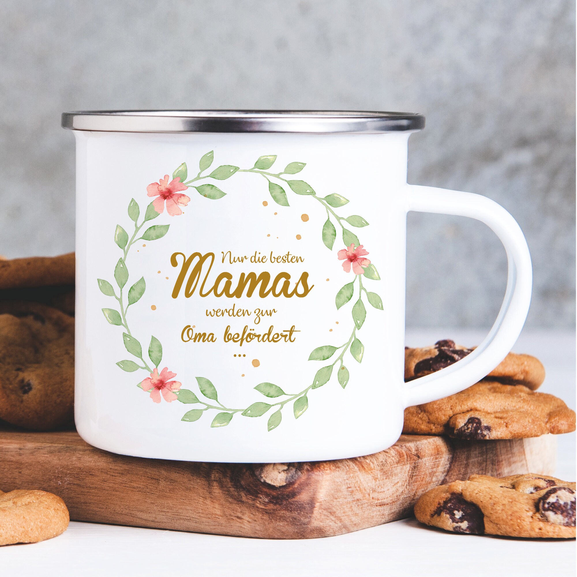 Campingbecher Emaille Nur die besten Mamas werden zur Oma befördert… Muttertagsgeschenk