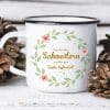 Auf dem Bild ist das Produkt: Campingbecher Emaille Nur die besten Schwestern werden zur Tante befördert…Du bist die Beste zum Preis von €18.90 abgebildet.