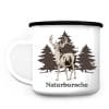 Auf dem Bild ist das Produkt: Campingbecher Naturbursche Hirsch Wald Geschenk für Camper Reisebecher Emaille Tasse zum Preis von €18.9 abgebildet.