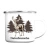 Auf dem Bild ist das Produkt: Campingbecher Naturbursche Hirsch Wald Geschenk für Camper Reisebecher Emaille Tasse zum Preis von €18.9 abgebildet.