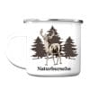 Auf dem Bild ist das Produkt: Campingbecher Naturbursche Hirsch Wald Geschenk für Camper Reisebecher Emaille Tasse zum Preis von €18.9 abgebildet.