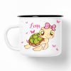 Auf dem Bild ist das Produkt: Campingbecher Schildkröte Schildkrötchen personalisiert mit Wunschname Emaille, Geschenk Geburtstag Mädchen zum Preis von €17.90 abgebildet.