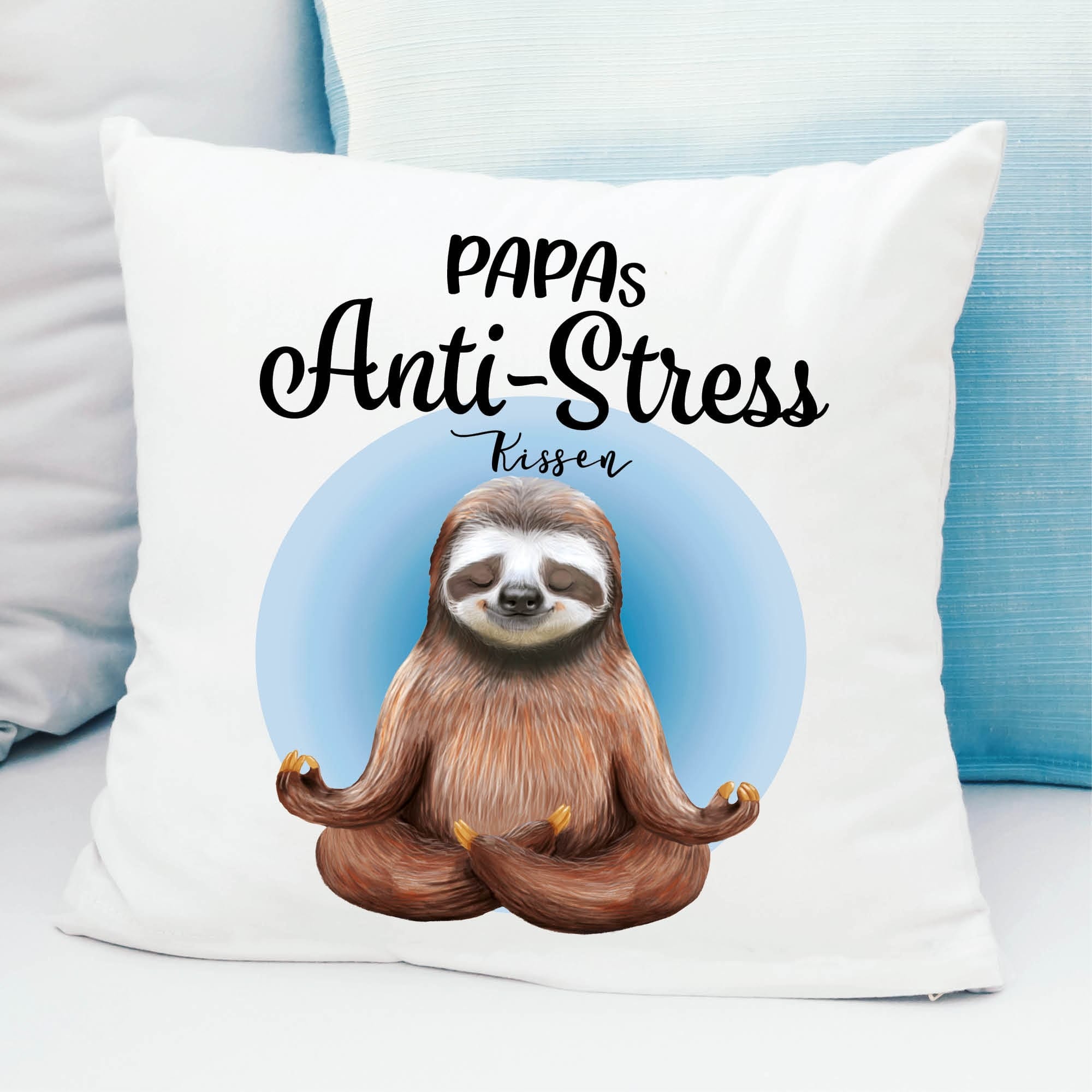 Deko Kissen Anti Stress Papa Yoga Geschenk Geburtstag Papa Vatertagsgeschenk 40 x 40 cm mit Füllung