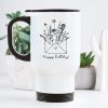 Auf dem Bild ist das Produkt: Edelstahl Thermobecher bedruckt Briefumschlag Wildgräser Happy Birthday schwarz weiß Geburtstagsgeschenk 390 ml zum Preis von €21.9 abgebildet.