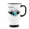 Auf dem Bild ist das Produkt: Edelstahl Thermobecher bedruckt Zelt Lagerfeuer Berge Adventure begins To Go Becher zum Preis von €21.9 abgebildet.